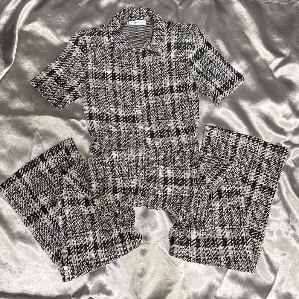 Mango Monochrome Tweed Jumpsuit